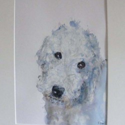 Bedlington terrier. Mixed media on paper. Private collection.