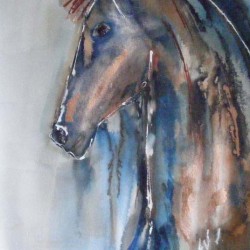 Warhorse 2. Mixed media on paper. Consigned to <a href="http://www.miltonart.com/" target="_blank">Milton Art Gallery, Crathes</a>.