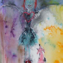 My psychiatrist was a poodle. Mixed media. Private collection.