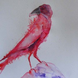 Red crow. Ink and wash on paper. Private collection.