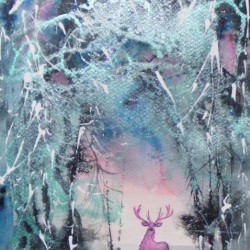 Enchanted forest. Ink and wash on paper. Private collection.