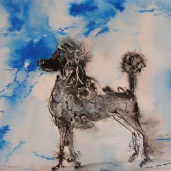 The Shaman's poodle. Ink and wash on paper. Private collection.