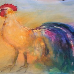 Guardian of the rainbow bridge. Mixed media on paper. <a href="https://fiknox.com//contact/" target="_self">For sale - £50</a>