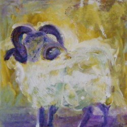 Rare breed ram. Acrylic on canvas. <a href="https://fiknox.com//contact/" target="_self">For sale - £45</a>